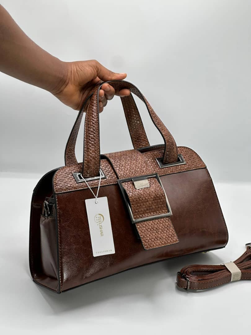 Brown Croc-Effect Handbag