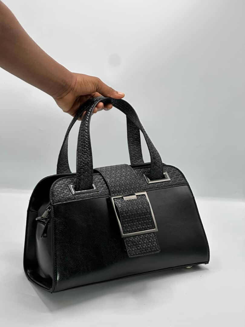 Black Croc-Effect Handbag
