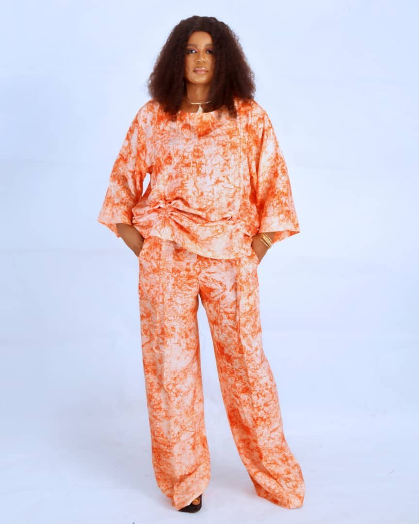 Orange Adire Two-Piece