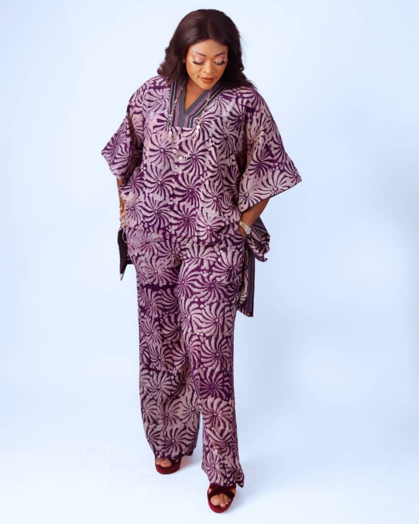 Purple Adire Two-Piece