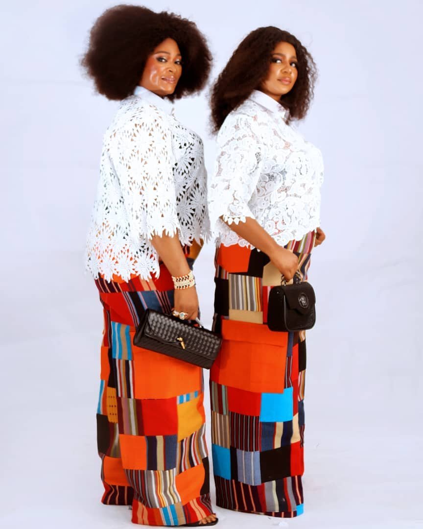 White Lace Top & Patchwork Trousers — photo 3
