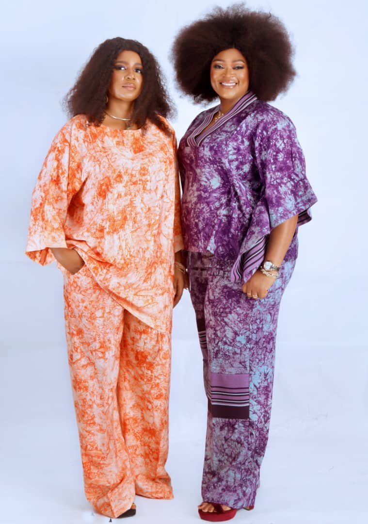 Adire Two-Piece (Orange / Purple)