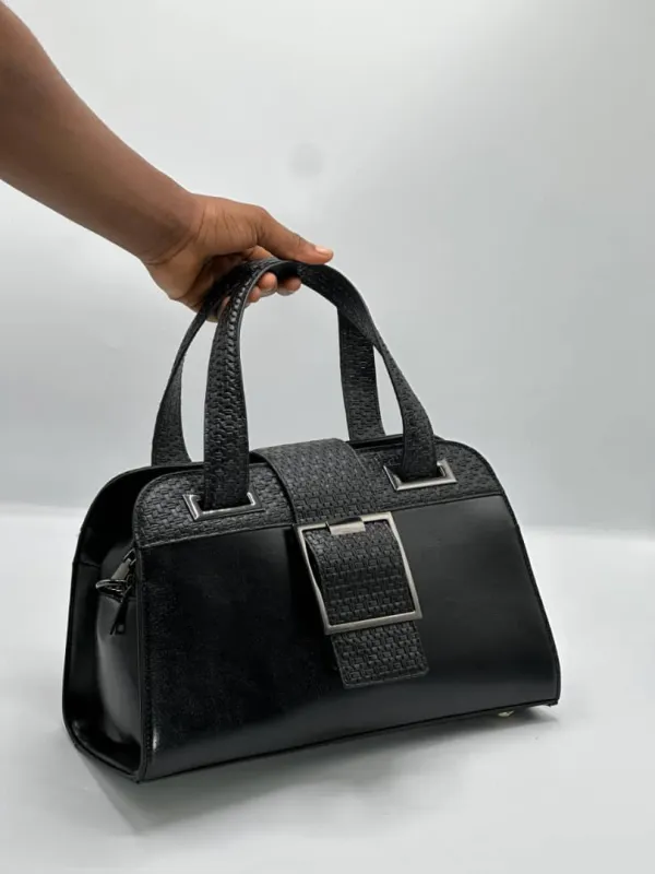 Black Croc-Effect Handbag
