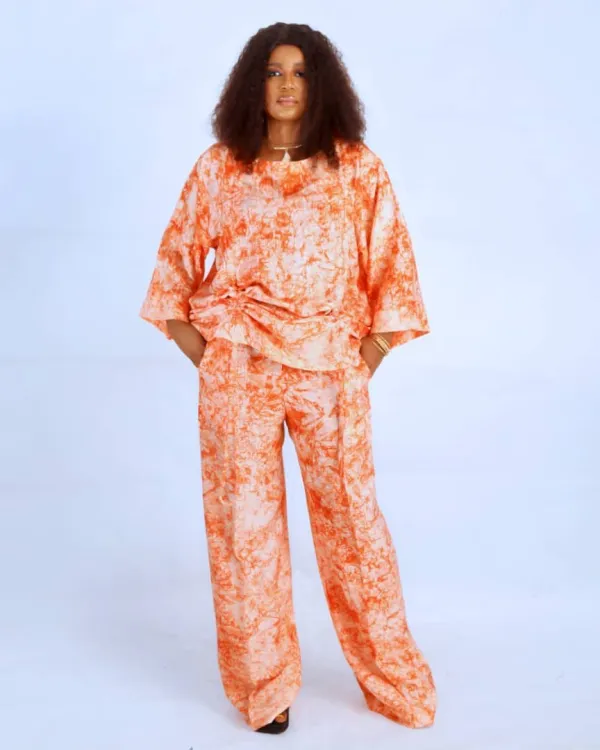 Orange Adire Two-Piece