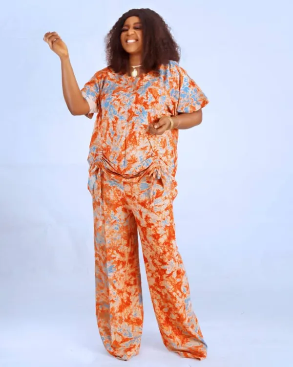 Orange & Teal Adire Two-Piece