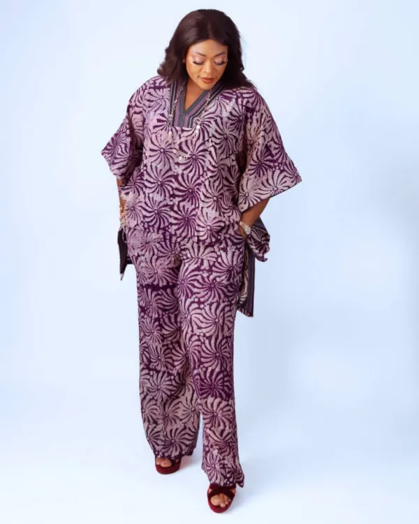 Purple Adire Two-Piece